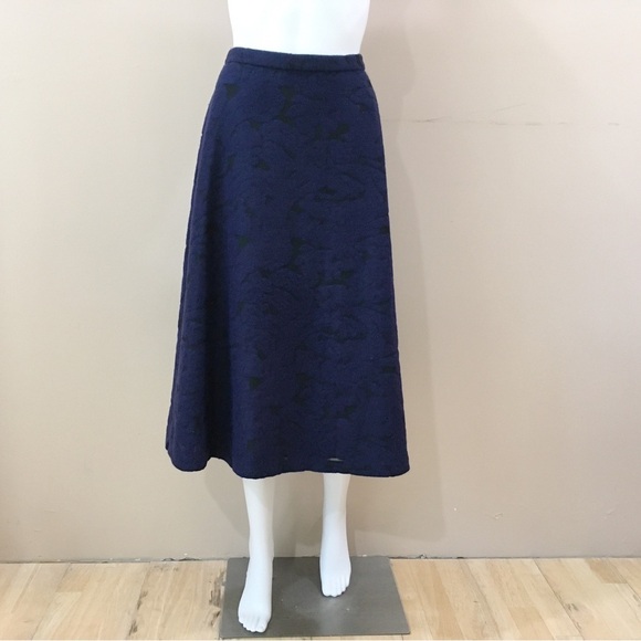 Lord&Taylor 424 Fifth Skirt A-line Evening Blue Textured Wool Blend New Size 10 - Picture 3 of 7